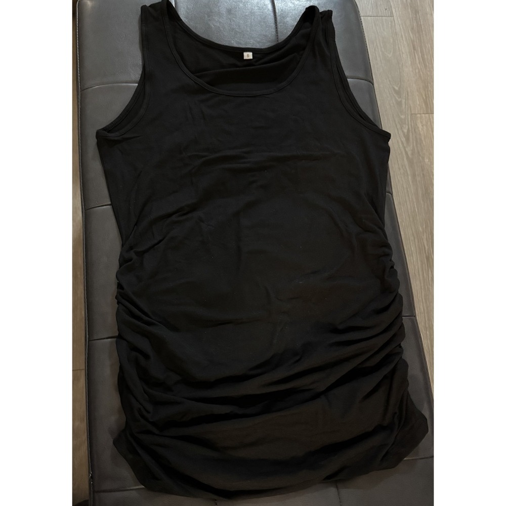 Maternity Tank Tops Lot Of 2 Ruched Sides Black & White Size Small